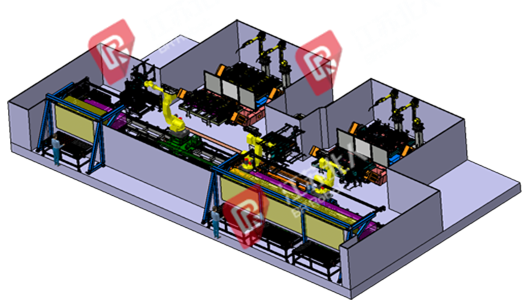 A group of bed frame automatic welding production line A group of bed frame automatic welding production line